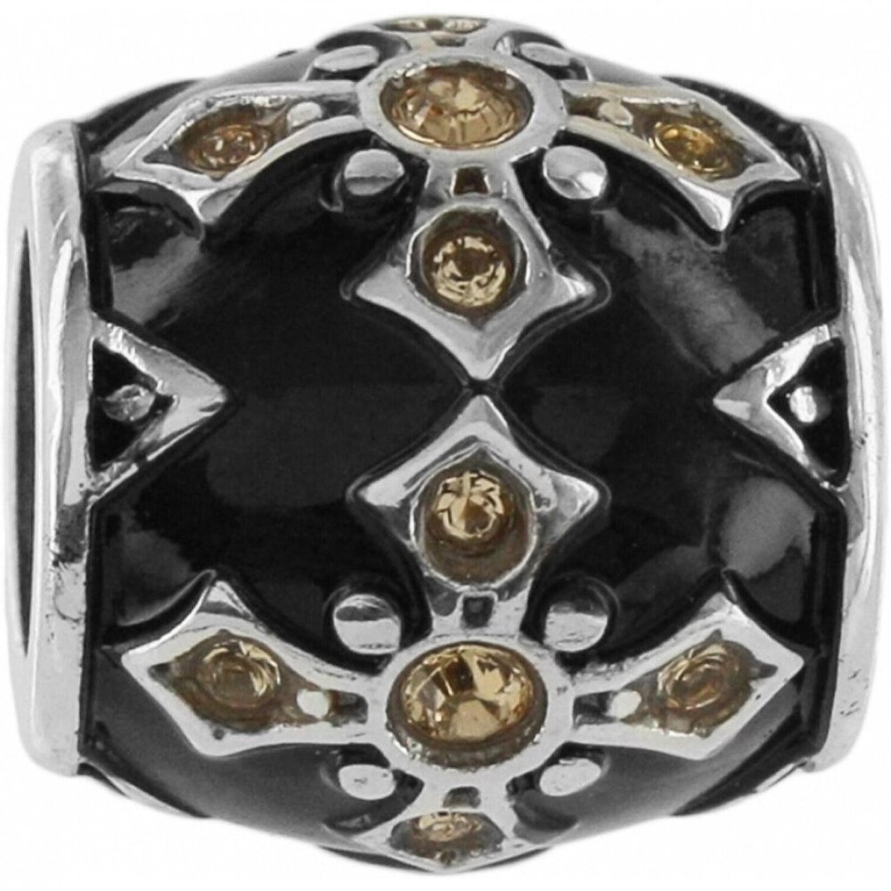 Excellent Condition, Brighton Onyx Cross Bead, Black Enamel w/ Stones
